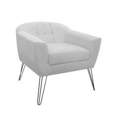 Poltrona Decorativa Jolly Pés Aramado Suede Branco - DS Estofados