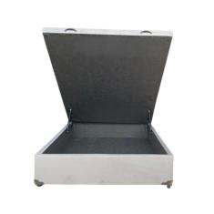 Cama Box Baú Viuvão Suede Cinza Com Pistão A Gás, Estrutura Reforçada,
