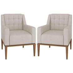 Kit 2 Poltronas Decorativas Sala de Estar Madonna Suede Bege