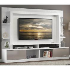 Estante Rack com Painel e Suporte TV 65" Moscou Multimóveis Branco/Lacca Fume