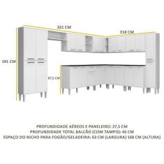 Cozinha Completa Xangai Pop Fg3152 Com Armário E Balcão Branca