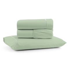 Jogo De Lençol Luiza Solteiro 3 Pçs Percal 100% Algodão 180 Fios Ponto Palito - Verde