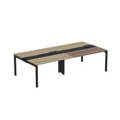 Mesa de Plataforma Dupla para 4 Pessoas Corporativa 140x140/4p Pdc14/14/4p Noce Naturalle/Preto