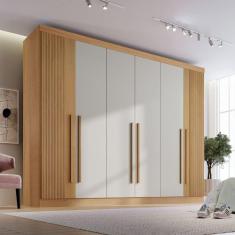 Guarda-roupa Casal Ripado 6 Portas 6 Gavetas Paris Plus D Doro Cinamomo/Off White