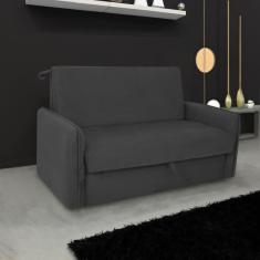 Sofá Cama Para Sala De Estar Zaia Com Baú Suede Matrix - Ci Cinza