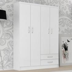 Roupeiro 4 Portas 2 Gavetas Atalaia Branco At421 Evidência Móveis