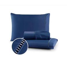 Jogo de Cama Lençol Casal Queen 4 Peças 400 Fios - STUDIO CASA, Azul