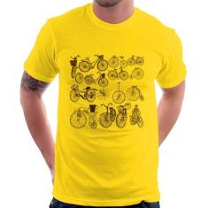 Camiseta Bicicletas antigas - Foca na Moda, Amarelo, GG