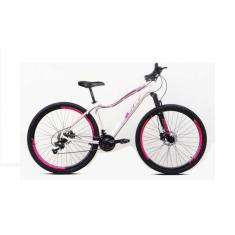 Bicicleta Feminina Aro 29 Ksw Mwza Alumínio 27v K7 Freio Disco Mecânico - Branco-rosa Tam.17