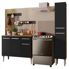 Cozinha Compacta Madesa Emilly Silver com Balcão e Paneleiro - Rustic/preto