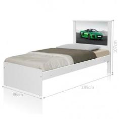 Cama Solteiro Carro Sport Verde com Colchão - CasaH