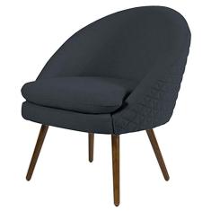 Poltrona Decorativa Sala De Estar Pés Palito Rafa C-465 Linho Tressê Chumbo - Domi