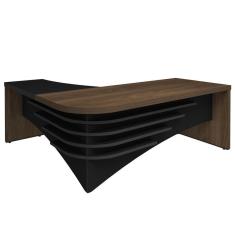 Mesa Escritório Em L 200cm Lado Direito A06 Marrom/preto - Mpozenato
