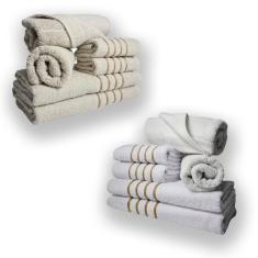 Jogo De Toalhas 12pcs - 4 Banhos 4 Rosto 4 Tapetes Bg+br