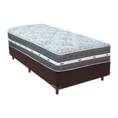 Cama Box Marrom E Colchão Black Graphite Molas Ensacadas Solteiro 88x1