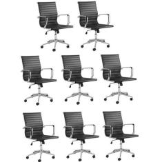 Kit 8 Cadeiras de Escritório Presidente Esteirinha em material sintéti