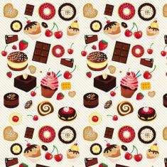 Papel Parede Doces Coloridos Chocolate Cupcake Autocolante - LRP