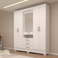 Guarda Roupa Casal 6 Portas 3 Gavetas Com Espelho Debora ACP - ACP Móv