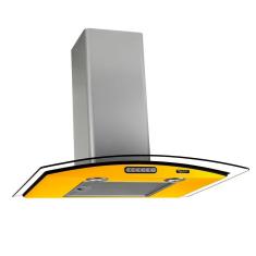 Coifa de Parede Vidro Curvo 60cm Duto Slim Terim Amarelo com Inox