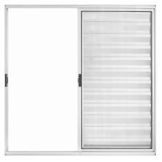 Janela de Alumínio Veneziana 100x120cm 3 Folhas Hale Esquadrias Brilhante