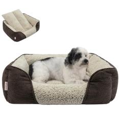 Miguel Cama lavável para cães com almofada removível para cães médios e pequenos, fácil de lavar, sofá-cama lateral para animais de estimação, cama retangular reforçada para gatos, cama calmante para
