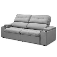 Sofá Retrátil Reclinável 3 Lugares 250cm Ginevra F05 Veludo Prata - Mp