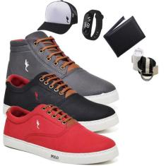 Kit 3 Tênis Casual + Boné + Relógio + Carteira + Cinto + Meia - Polo B