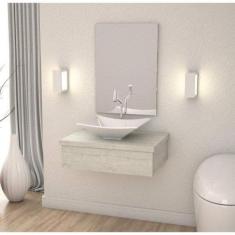 Conjunto para Banheiro Gabinete com Cuba Folha L38 e Espelheira 601W M