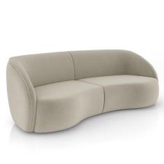 Sofá 3 Lugares 240cm Orgânico Zion M22 Veludo Bege - Mpozenato, Bege, 