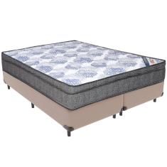 Cama Box Bege e Colchão ISO  Molas Ensacadas Queen Ortobom