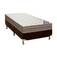 Cama Box Solteiro: Colchão Molas Ortobom SuperPocket Light Saúde + Base CRC Suede Brown(88x188)