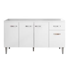 Balcão Gabinete Gabriela 150cm Sem Tampo 4 Portas Branco