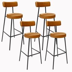 Kit 04 Banquetas Altas Estrutura Em Aço Milão F01 Whisky