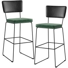 Kit 02 Banquetas Altas Preto Facto Verde Musgo