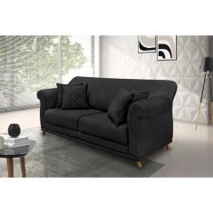 Sofá 2 Lugares 160cm Veludo Arras Spezzia Decor Preto