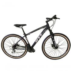 Bicicleta Aro 29 Gti Roma Alumínio 21v Freio A Disco Garfo Suspensão Pneu Faixa Bege - Preto-laranja Tam.15