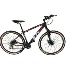 Bicicleta Aro 29 Gti Roma Alumínio 21v Freio A Disco Garfo Suspensão Pneu Faixa Bege - Preto-vermelho-branco Tam.17
