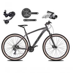 Bicicleta Aro 29 Ksw Xlt Deore E Altus 27v Freio Hidráulico Garfo Trava Pneu Faixa Bege - Grafite Tam.21