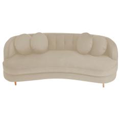 Sofá Curvo 3 Lugares Orgânico Sala Recepção Luxo Panamá 200cm Bouclé Bege
