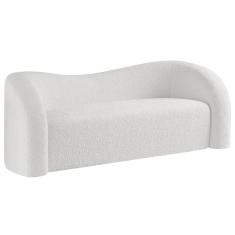 Sofá Curvo 3 Lugares Orgânico Sala Recepção Coréia 200cm Bouclé Branco