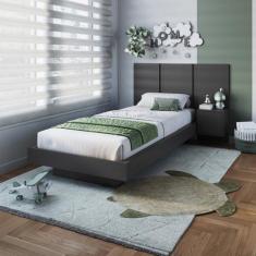 Cama Solteiro Suspensa com Cabeceira e Mesa de Apoio 80/90 Zurique - A