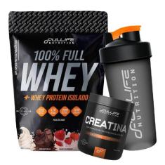 Kit Whey Isolado Concentrado 900g + Creatina Micronizada Pura 300g + C