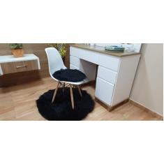 Tapete Redondo Em Pelúcia Pelo Alto De 7cm Sem Forro - 90 cm - S DECOR