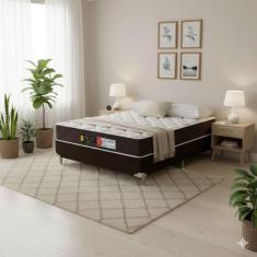 Cama Box Casal Castor Sleep Max D45 138x188x45 + Box Castor, Marrom, C