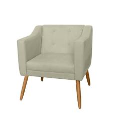 Poltrona Decorativa Lavinia Pés Palito Suede Bege - DS Estofados