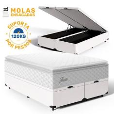 Cama Box Baú com Colchão de Molas Ensacadas Pillow Top Flora Queen 158