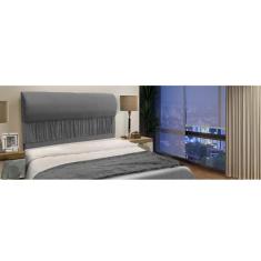 Cabeceira Casal King 195cm Para Cama Box Vitória Suede Cinza - DS Móve