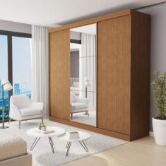 Guarda Roupa Casal Premium Barcelona 205,9cm com Espelho 3 Portas 4 Ga