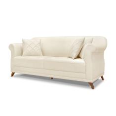 Sofá 3 Lugares Abruzzo Linho Rústico Natural 200 cm