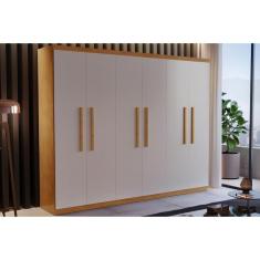 Guarda Roupa Solteiro 6 Portas E 2 Gavetas Espanha Naturale/Off White - Rufato